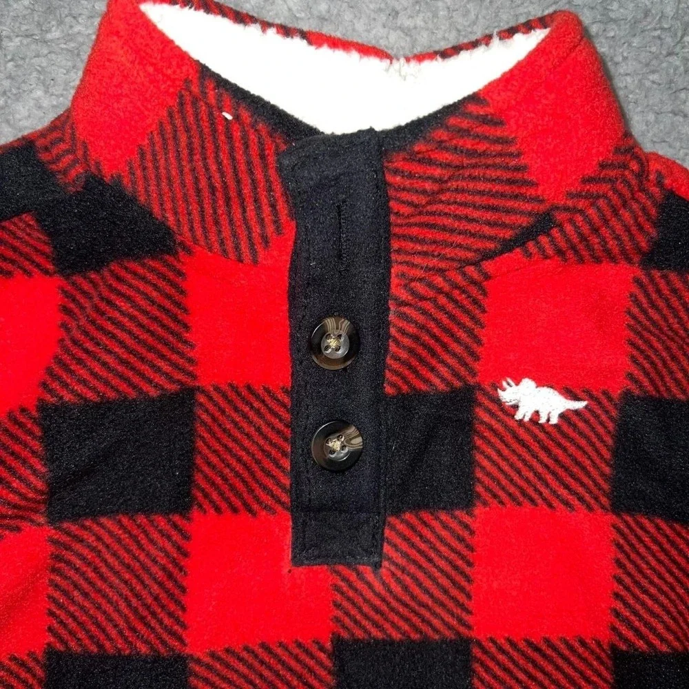 NWT Carter's Sweater Toddler Size 9 Months Buffalo Plaid Sherpa Collar Pullover‎